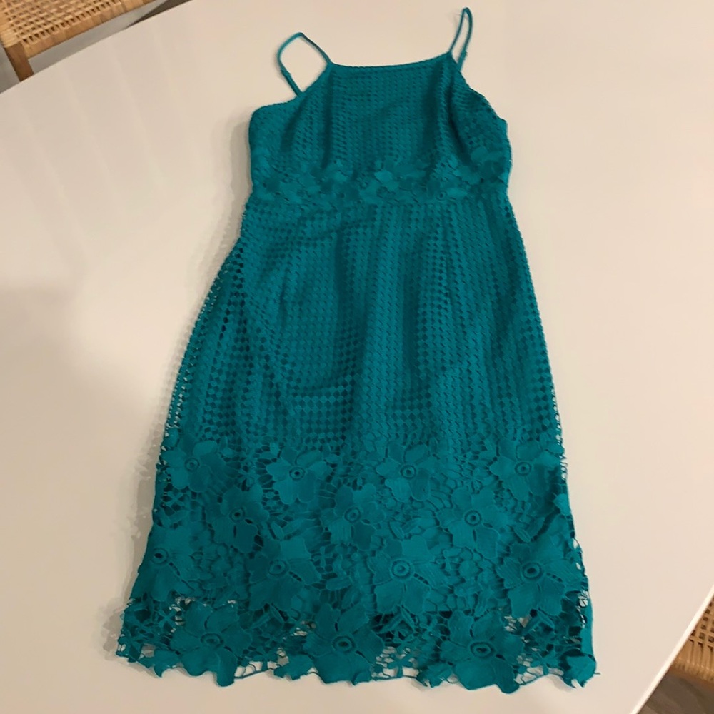 Willow & Clay teal lace dress. Size small.
